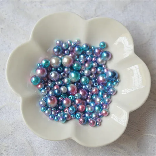 

3mm-10mm Bule/Pink Symphony ABS Ivory Round Imitation Plastic Pearl Beads for Jewelry Accessories Beads & Jewelry Making