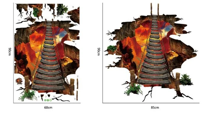 3D полы обои Съемный ПВХ самоклеющиеся обои мост фото обои наклейки домашний декор для Детей Гостиная - Цвет: F