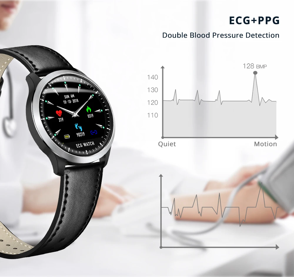 Makibes BR4 ECG PPG мужские Смарт часы с электрокардиографом ЭКГ дисплеем Холтер монитор