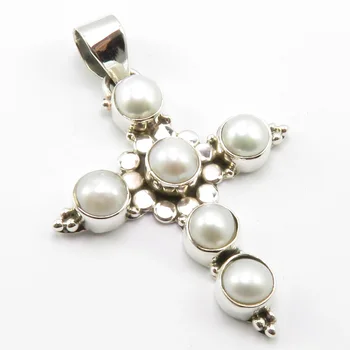 

India Unique Designed Genuine Pearl Pendant 1.9" 6.2 Grams Pure New Fashion Jewelry
