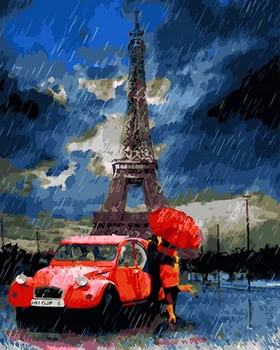 

Unframe diy picture oil paintings by numbers paint by number for home decor canvas painting 5065cm rain in paris