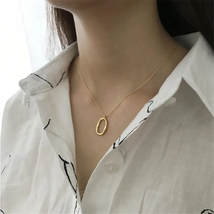 

YIKUF88 925 sterling silver irregular round design necklace for women fashion fine jewelry