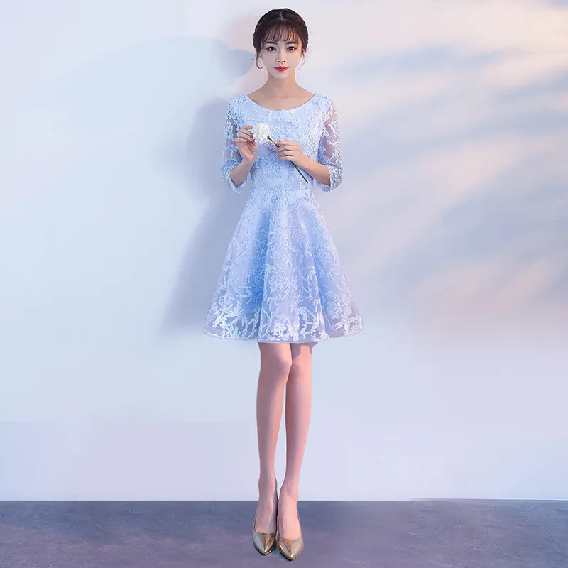Junoesque розовый кружево Cheongsam Сексуальная Qipao женское длинное традиционное китайское платье вечернее платье платья для вечеринок стиль Chinois Femme - Цвет: blue 1