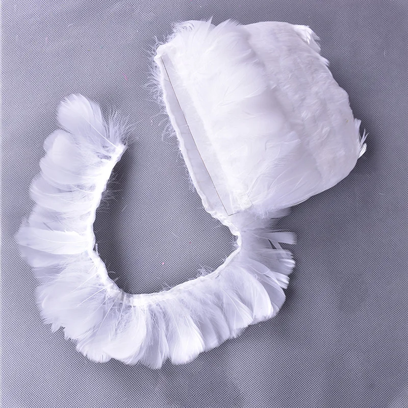

1M/lot white goose feather floating edge feather chandelier shade decoration diy goose feather ribbon clothing accessories 5-8cm