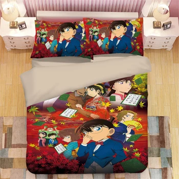 

Home textiles Cartoon people Japan Anime Detective Conan cartoon Printing red bedding set 3pc kit of duvet cover pillow case set