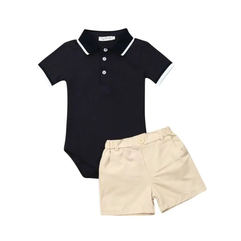 

Toddlr Boy Clothes 2PCS Infant Baby Boy Clothes Short Sleevee Solid Jumpsuit Bodysuit+Pants Shorts Outfit Set