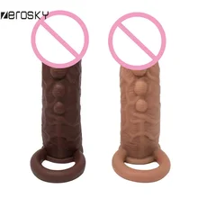 Zerosky Enlargement Condoms For Men Reusable Penis Sleeve For Male Extender Dildo Enhancer Realistic Condom Intimate Good