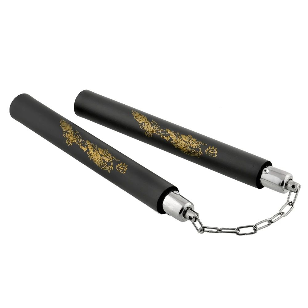 Классическая Лидер продаж Новый боевых искусств Training практика пенопласт Nunchucks каратэ Nunchakus Дракон Вид Черный Прочный - изображение