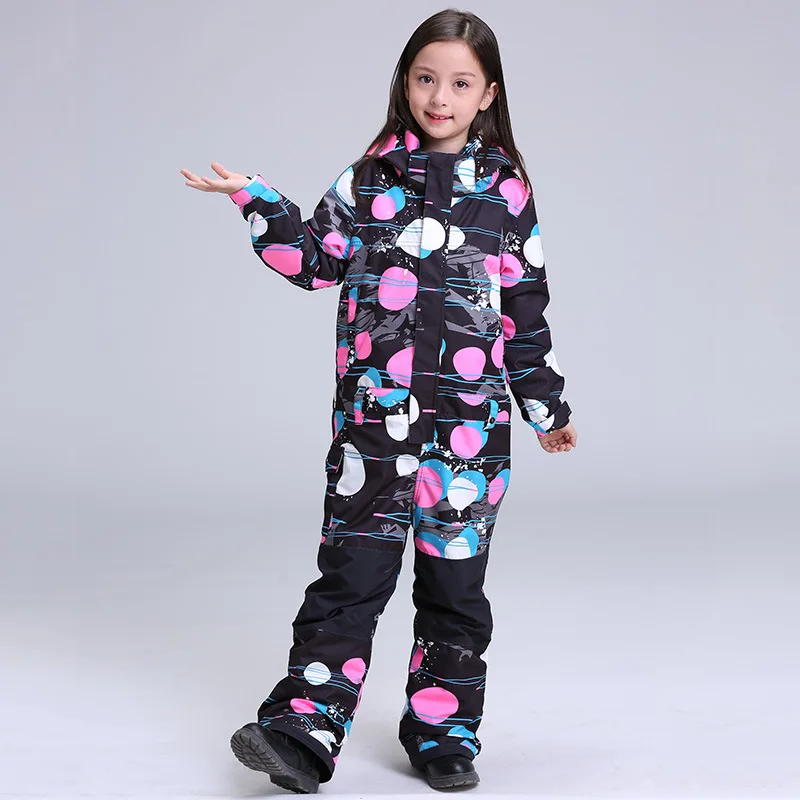 

GSOU SNOW Winter Children's Ski Wear Girl's Thickening Warmth Waterproof Breathable Conjoined Ski Trouser Suit Size XS-L