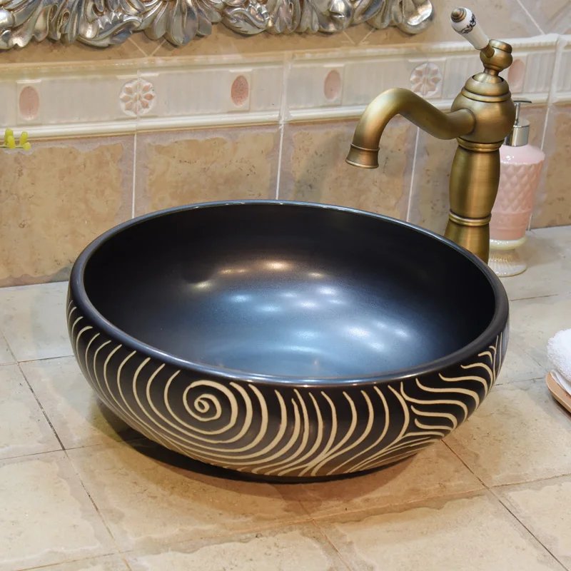 Round Counter Top Wash Basin Bathroom Sinks white porcelain sink bowl washing basin black ceramic wash basin bathroom sink (6)