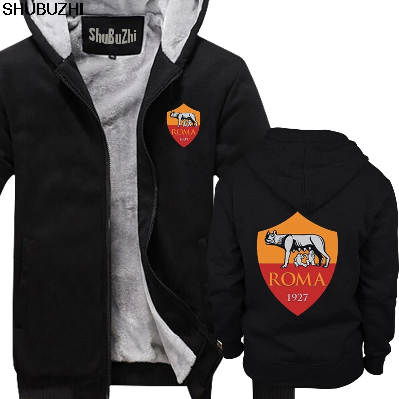 A.S. Roma i Giallorossi Italy Italia Serie A Footballer Soccerer hoodie модный бренд shubuzhi новое черное теплое пальто sbz1270 - Цвет: thick black