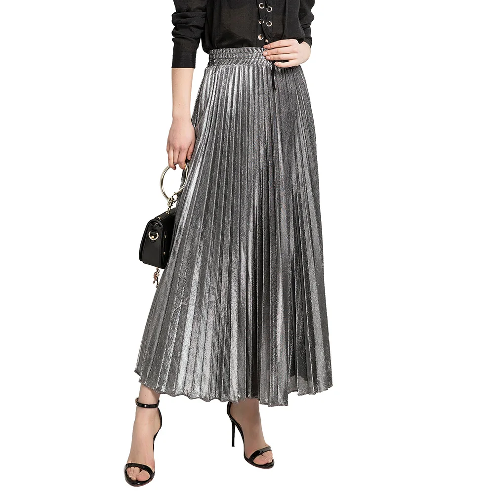 

Retro Elegant Women Pleated Skirt Autumn Winter Fresh Versatile Long Skirt High Waist Vintage A-Line Party Skirts Femme Jupe