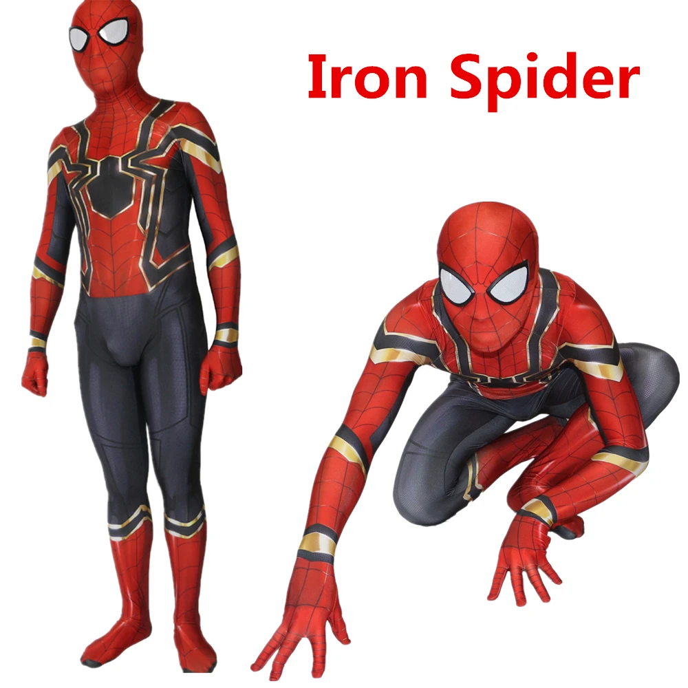 Косплей костюм Человека-паука; костюм супергероя Zentai Iron Spider; комбинезон
