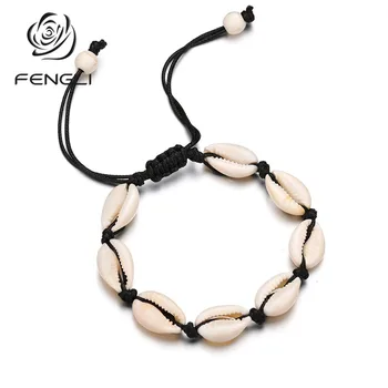 

FENGLI Handmade Natural Seashell Bracelet for Women Knit Colorful Beaded Strand Bracelet Friendship Beat Accessories Gift