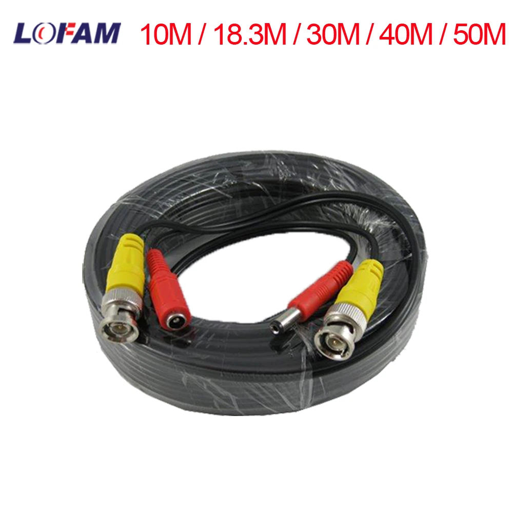 

LOFAM BNC Cable 10M / 18.3M / 30M / 40M / 50M CCTV Video Coaxial Cable BNC Connector and DC Power Copper Cord Siamese Analog AHD DVR Camera Cable Security Surveillance CCTV Accessoires