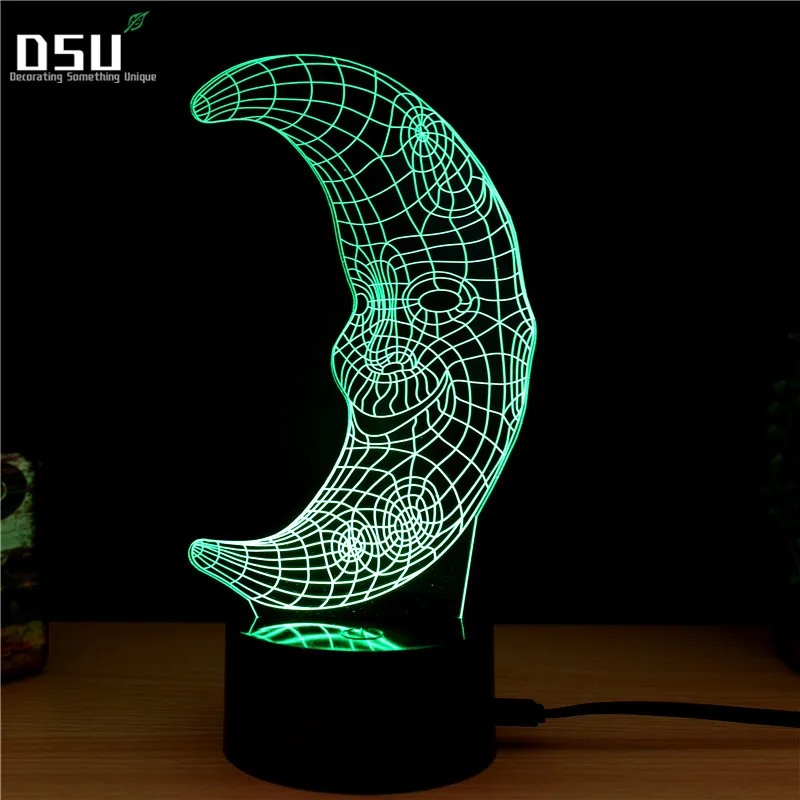 3D Moon Nightlight Creative Novelty Gift 7 Colors Changing light lamp power USB LED light