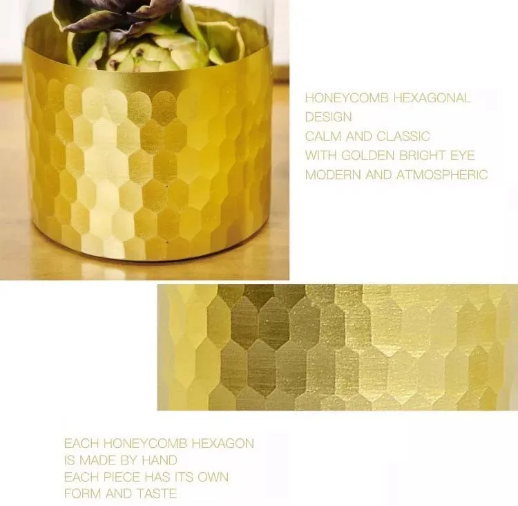 Европейская сотовая хрустальная ваза Популярные стеклянные вазы прозрачные чаши золотые шестигранные мозаичные металлические Креативные украшения для дома Декор