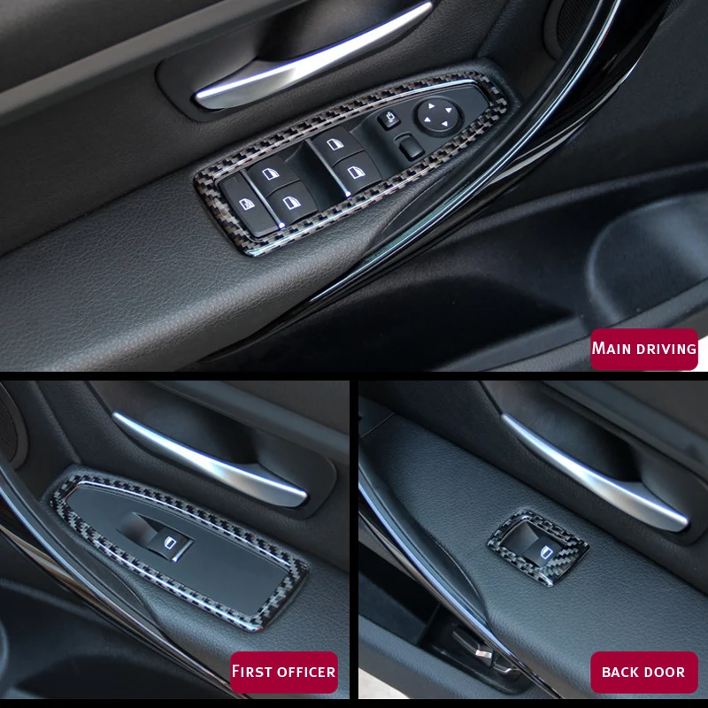 

For BMW F30 F34 Carbon Fiber Window Lifter Control Frame Window Switch Decor Armrest Panel Trim car Interior accessories 2013-17