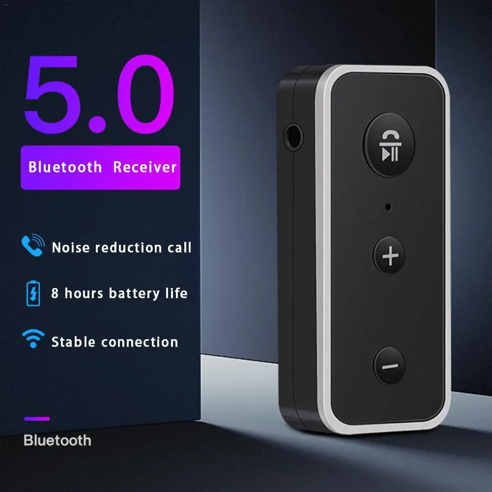 

300mAh Bluetooth 5.0 Receiver 3.5mm AUX Audio Wireless Adapter For Headphones Speaker Music 3.5 Jack Handsfree With Microphone