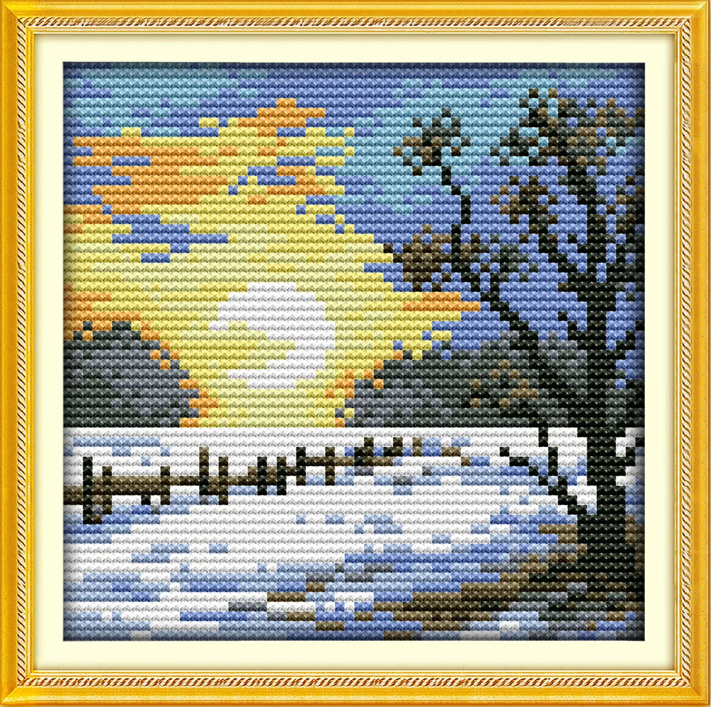 Us 398 5 Offfour Seasons In The Countryside Winter Dmc Cross Stitch Kits Cotton 11ct Printed Embroidery Diy Handmade Needlework Home Decor In - 