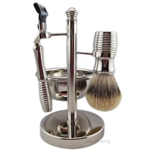 Набор для бритья из металлического сплава, набор Razorm, подставка, чаша, чашка Silvertip/Finest/Black Badger, щетка для волос