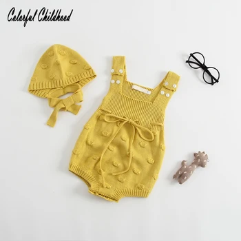 

Autumn kids clothes baby boy/girls suspender jumpsuit infant newborn rompers cotton knitted overalls warm