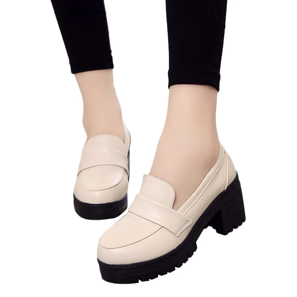 

Retro Womens slip-on Pumps Loafers Casual Ladies Shallow Mouth Work School Shoes Round-Toe Beanie Comfort shoes Mar 26