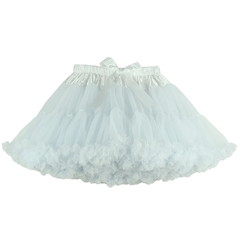 Для взрослых(один размер), Детская(XS-XXL) Женская мини-юбка, юбка-пачка, бальное платье, 2 слоя, 1 подкладка, пушистые вечерние юбки для танцев, одежда для девочек - Цвет: White