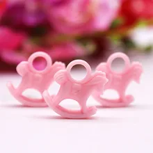 24pcs/pack Cute Baby Shower Gift Pink Girl Resin Rocking Horse Gifts Resin Accessories Birthday Party Favors Kids Party Decor