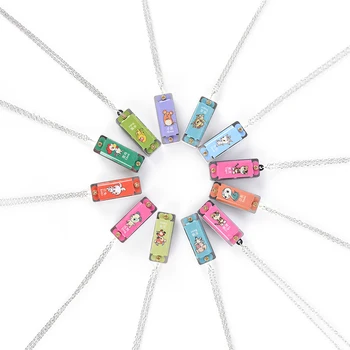 

1pc random color 4 Hole 4 Tone NecklaceColorful Mini Durable Metal Harmonica