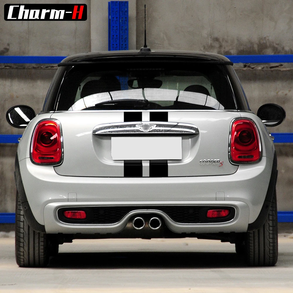Black with White Border Boot Stripes for Mini Cooper 4 Door Hard Top F55