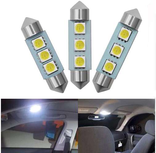 

12V C5W 3 SMD 5050 LED Bulb Cold White Festoon Interior Dome Auto LED Car Lamp Parking Light 31/36/39/41mm 1pcs