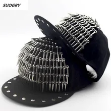 SUOGRY, для взрослых, хип-хоп, панк-рок, Длинные шипы, штифты, заклепки, бейсболки, мужские, Bboy, крутые плоские бейсболки