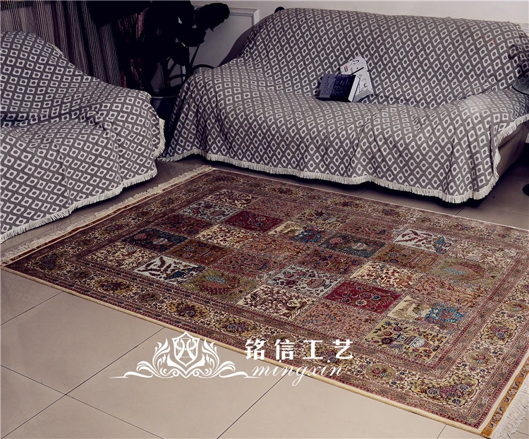 5,5 'x8' четыре сезона турецкий Шелковый ковер ручной работы для гостиной шелковый ковер