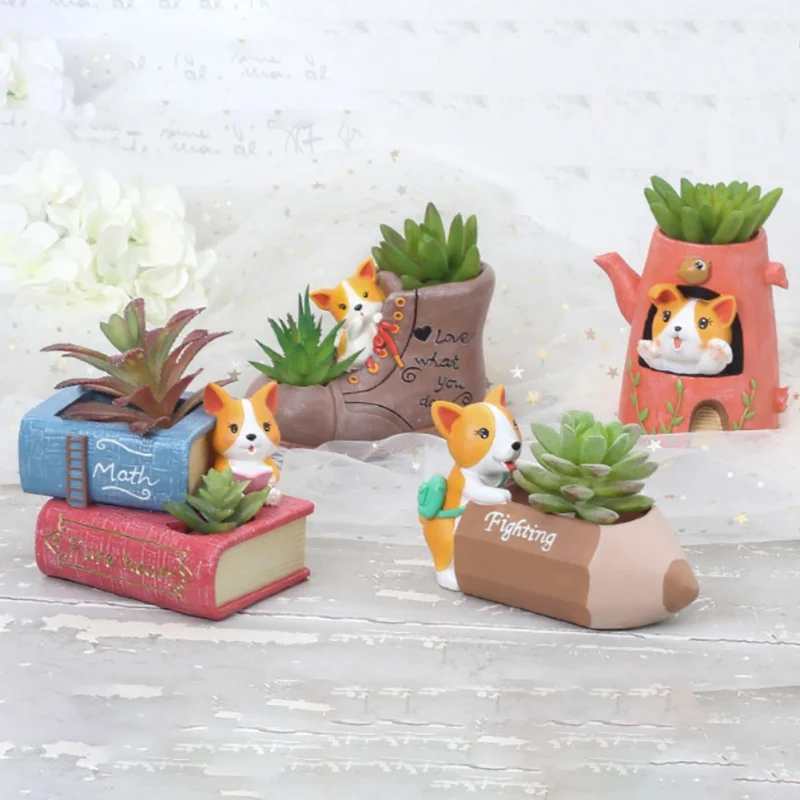 

Kolkie Plant Resin Pots Small Ornaments Desktop Decorations Potted Plants Home Garden Decoration for Kids Bedroom Living Room