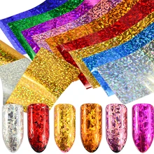 9 шт Лазерная Фольга для голографические наклейки для ногтей Звездный дизайн ногтей переводные наклейки Блестящий слайдер наклейки DIY маникюр декор LA373-1