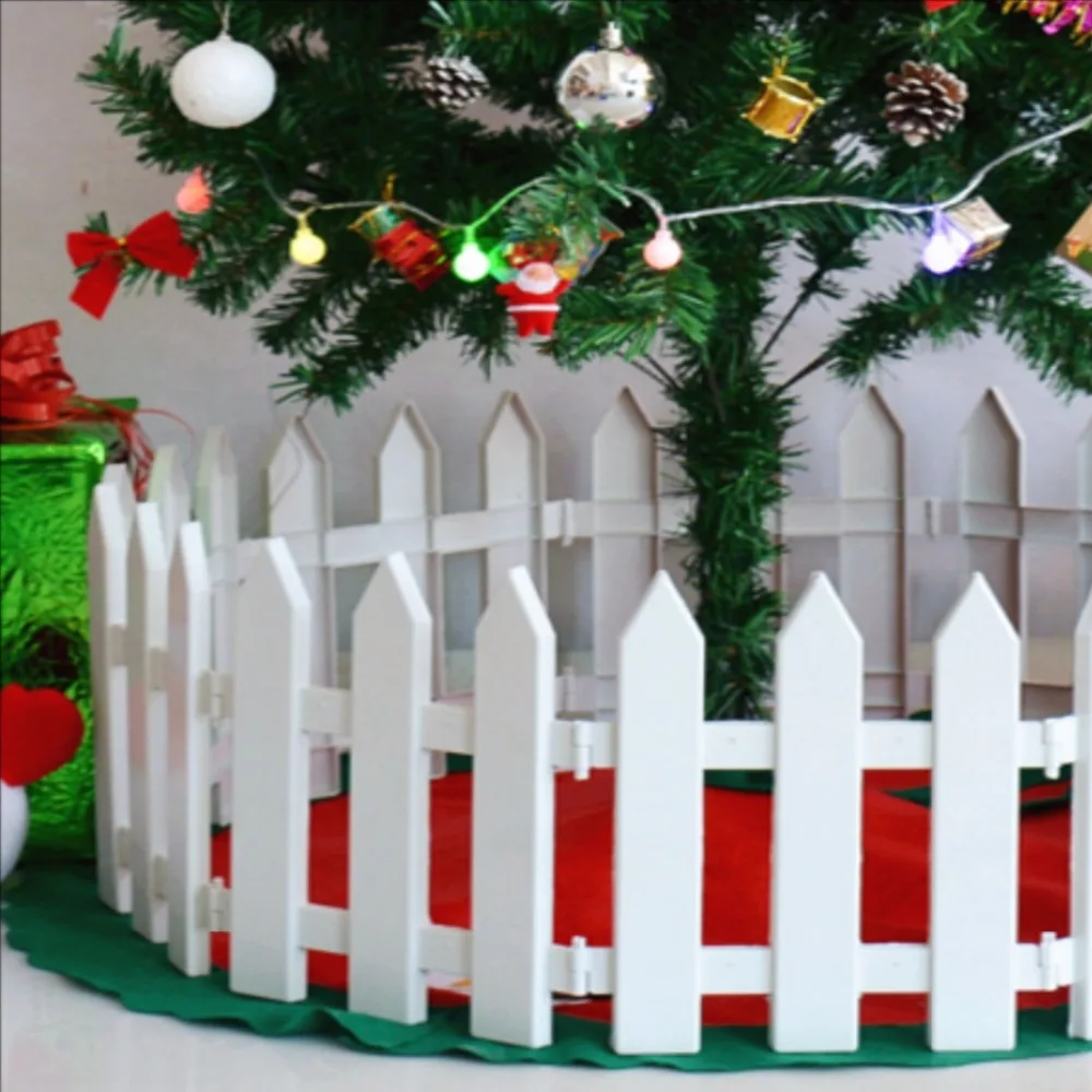 1PC White Christmas Tree Fence Ornaments Plastic Garden Fence Border Panels Splicing Fence Scenes Prop DIY House Christmas Decor in Fencing Trellis & Gates