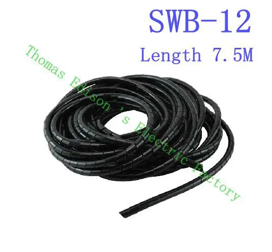 

Spiral wrapping band SWB-12 diameter 12mm About 6.7M Length Black Cable casing Cable Sleeves Winding pipe Spiral Wrapping