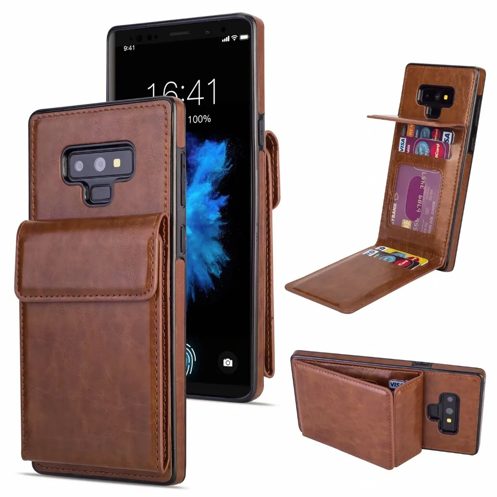 Чехол Crazy-Horse из искусственной кожи для Samsung Galaxy S7 Edge S8 S9 Plus чехол-книжка с