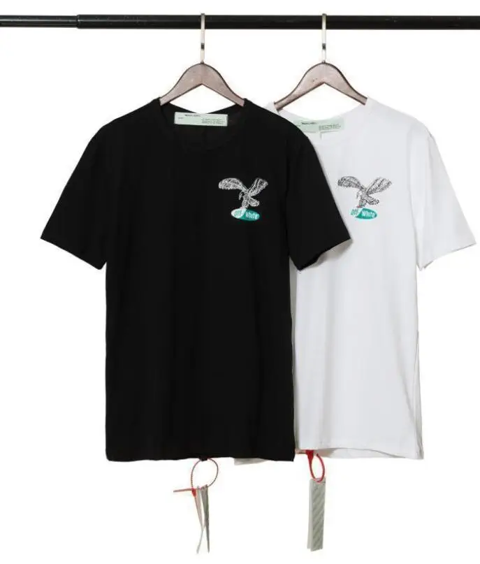 

NEW OFF-WHITE C/O VIRGIL ABLOH 19SS Streetwear Sketch Eagle Print Round Neck Loose European Short Sleeve T-Shirt
