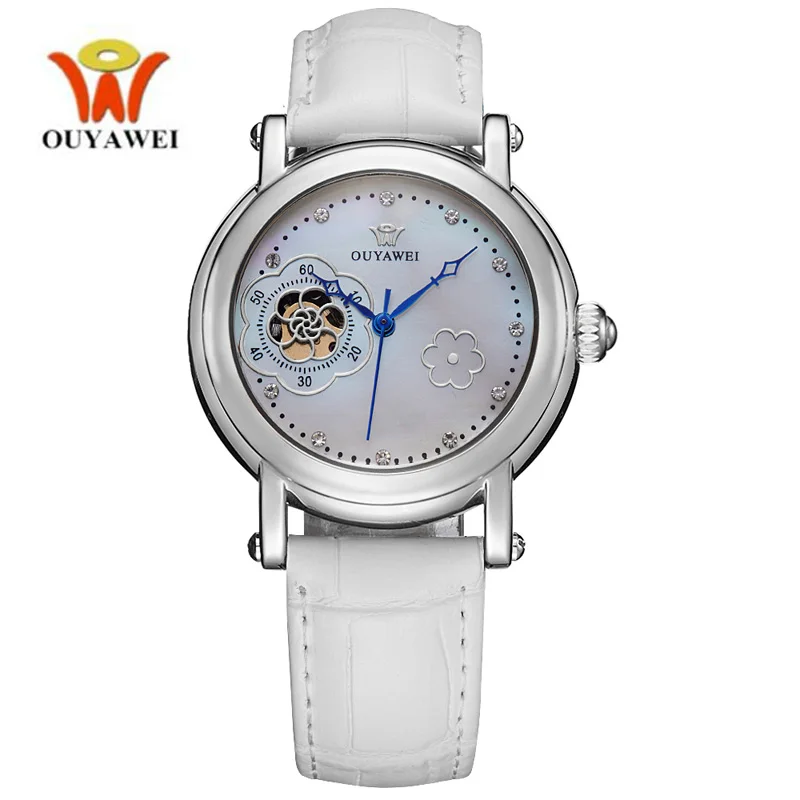 OUYAAWEI Fashion font b Elegant b font font b Dress b font Ladies Watch With Leather