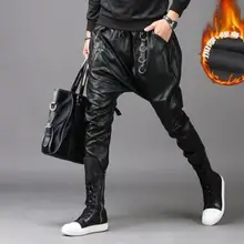 Черные модные повседневные мужские кожаные штаны, Тонкие штаны-шаровары из искусственной кожи, мужские брюки для ног, pantalones hombre cargo pantalon homme