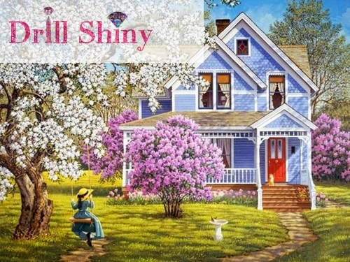 

CNA DIY 5D Mosaic Diamond Painting House swing Full Rhinestone diamonds 3D Cross Stitch Ribbon Embroidery Landscape Needlework