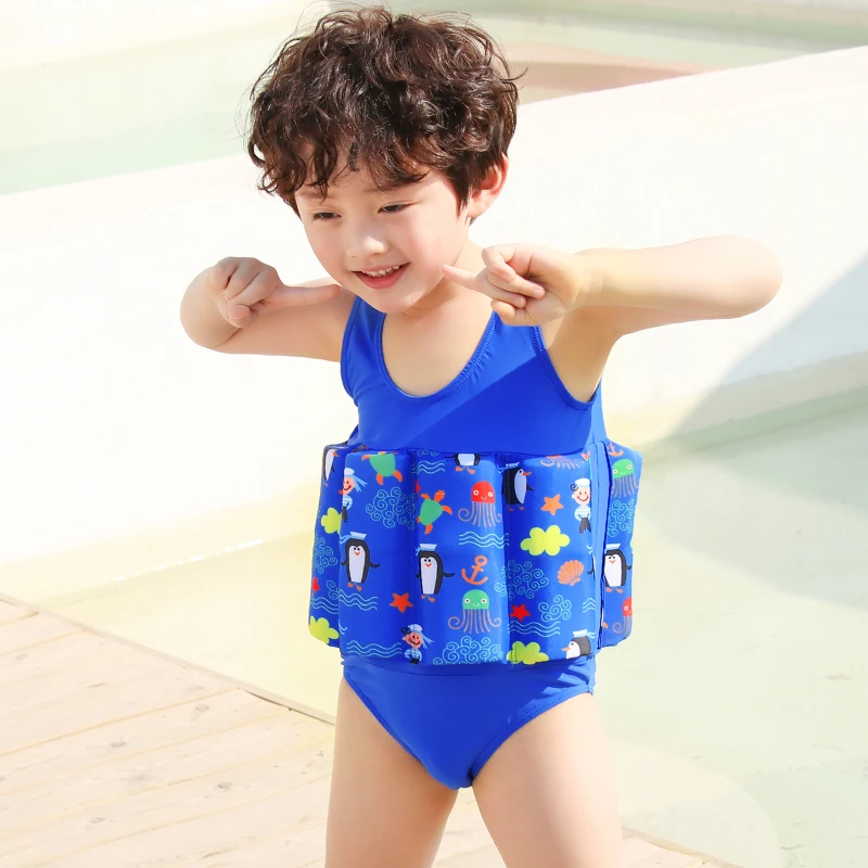 Купальный костюм для маленьких девочек и мальчиков с дополнительной плавучестью, Цельный купальник для детей, безопасный Детский костюм