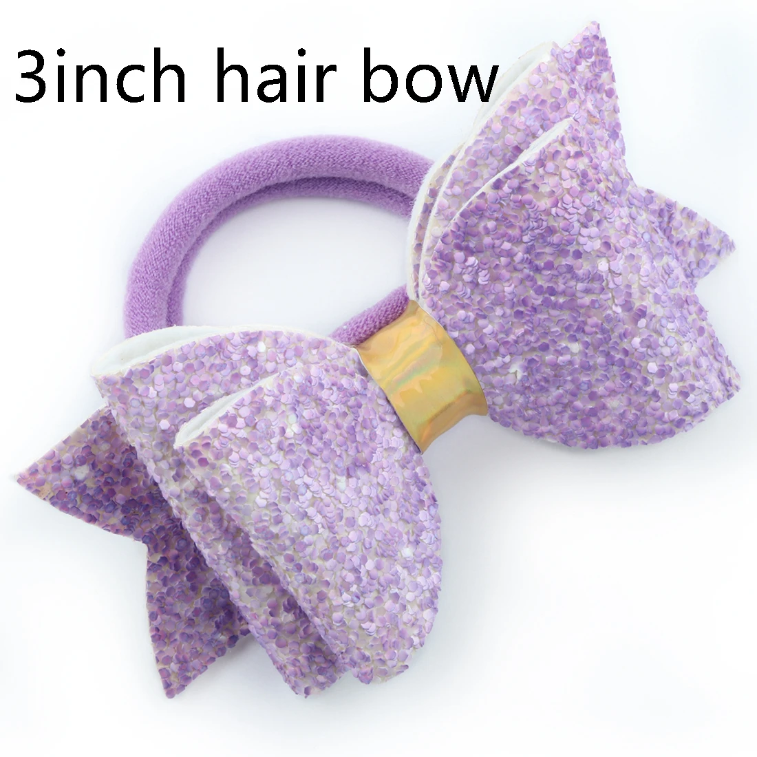 1 PC Child Hair Bow Tie Elastic Hair Band Glitter Hairbow Rope Rainbow Sequin Sparkly 3 Inch Bows Mermaid Girls Sweet Headwear - Цвет: three layers-6