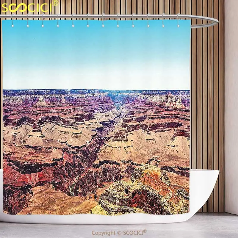 

Funky Shower Curtain House Decor Skyline over Canyon in Summer with North Western Heritage Earth Featured Image Tan Blue