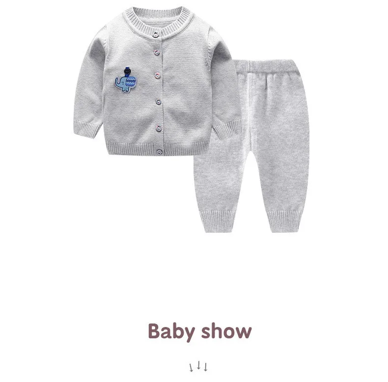 High Quality Baby Girls Cardigan Girl Elephant Sweaters Sets baby boys knitted suits Children Baby Girl Winter Clothes 2018 (2)