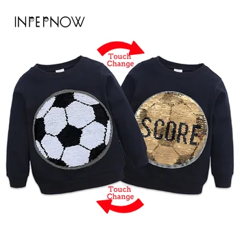 

INPEPNOW Football Print Baby Girl Sweatshirt for Boy Hoodies Girl Clothes 2019 Sport To School Black Jacket Kid Clothes WY-CZX17
