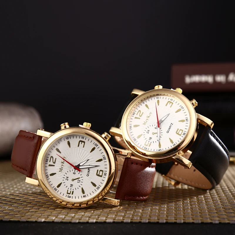 

Brand 2016 New Men's Watches Quartz Watch Men  Three Colors Outdoor Sports Leather Strap Wristwatches
