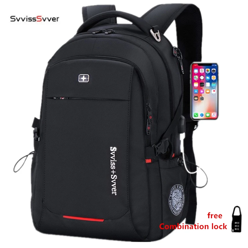 Svvisssvver mâle multifonction usb de charge mode d’affaires décontracté touristique anti-vol étanche 15.6 pouces Pour Ordinateur Portable hommes sac à dos